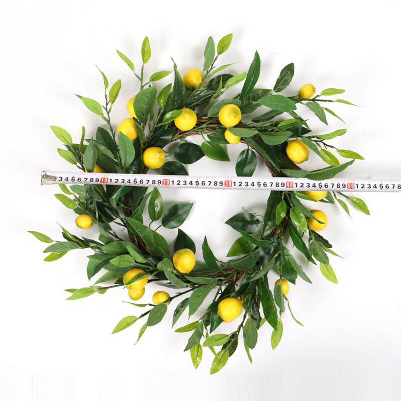 Artificial Lemon Wreath Yellow Hoop for Front Door Home Wedding Festival