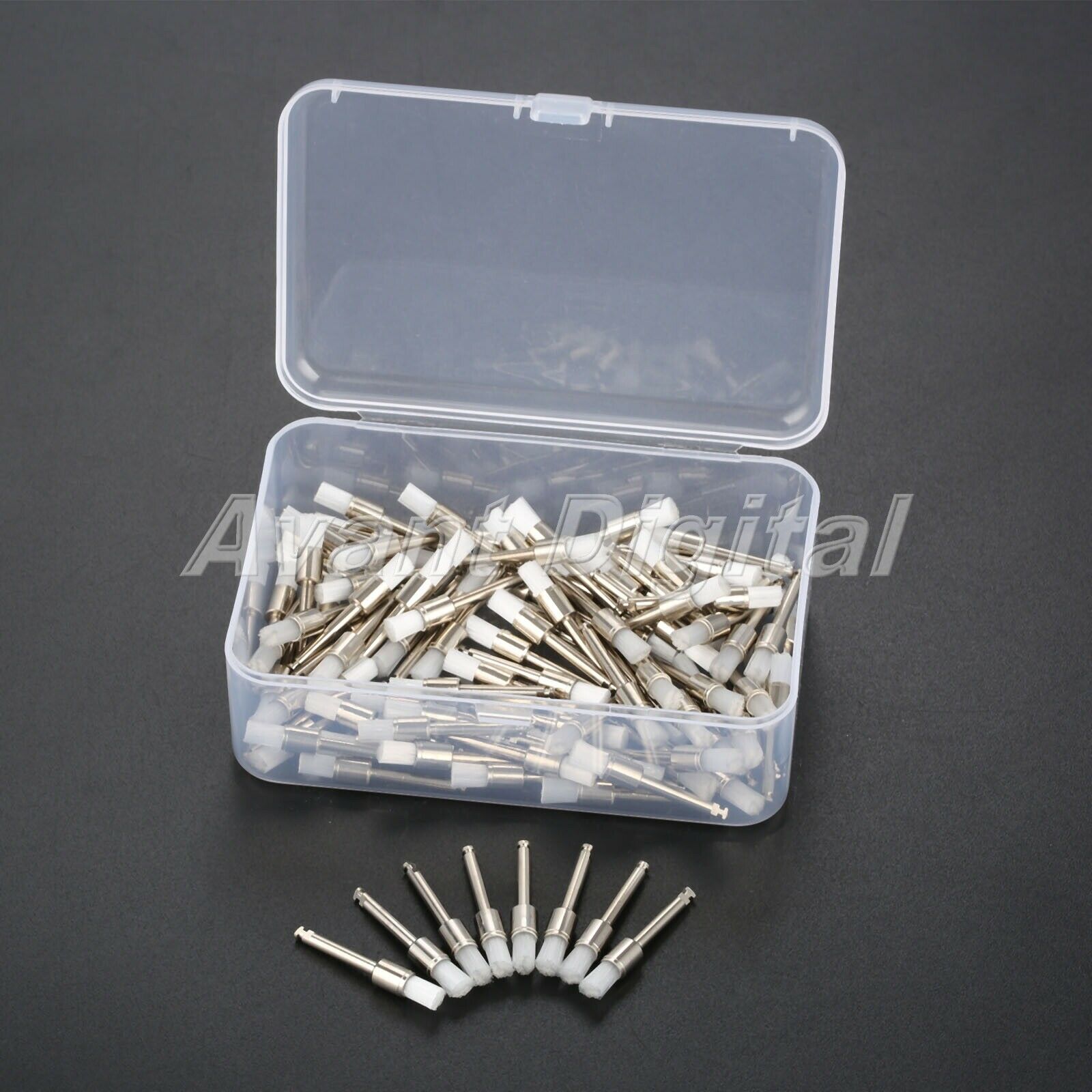100pcs Lab Clinic Dental Prophy Brushes Polishing Flat Polisher White 2.6cm +Box