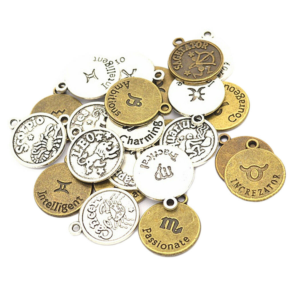 Wholesale 24 delicate 12 zodiac Charm Pendant beaded Jewelry Findings Crafts