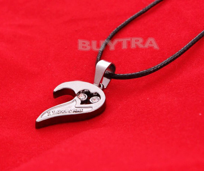 Trendy His and Hers Stainless Steel Heart Pendant Couples Love Necklac.l8