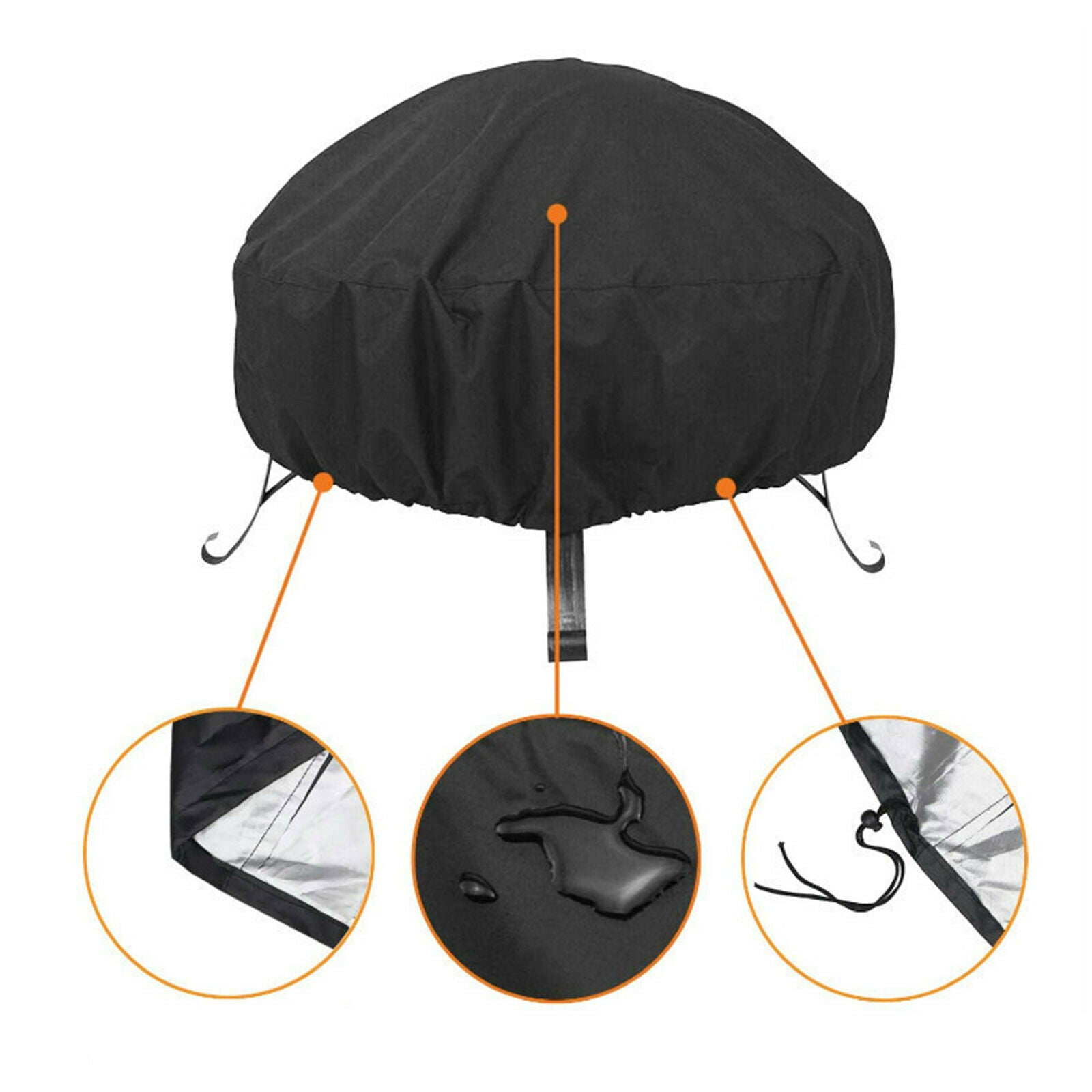 85x85x40cm Round Fire Pit Cover Protector Covers Weather Resistant Dustproof