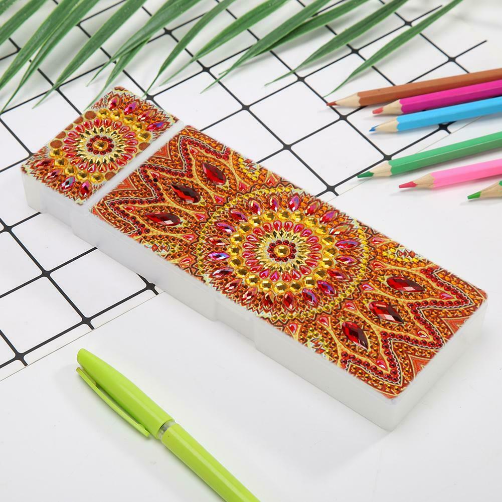 DIY Mandala Special Shaped Diamond Painting Students Pencil Storage Case @
