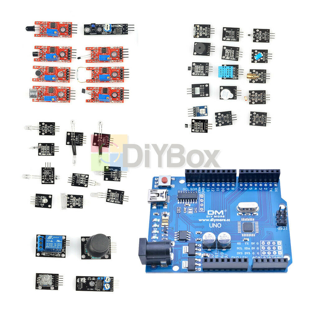 37 in 1 Sensor Module Kits + For Arduino Mini USB UNO R3 ATmega328P CH340 Board