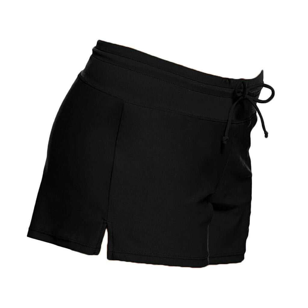Women Swim Boardshort Boy Style Shorts Surf Bikini Swimwear Bottom 3XL Black