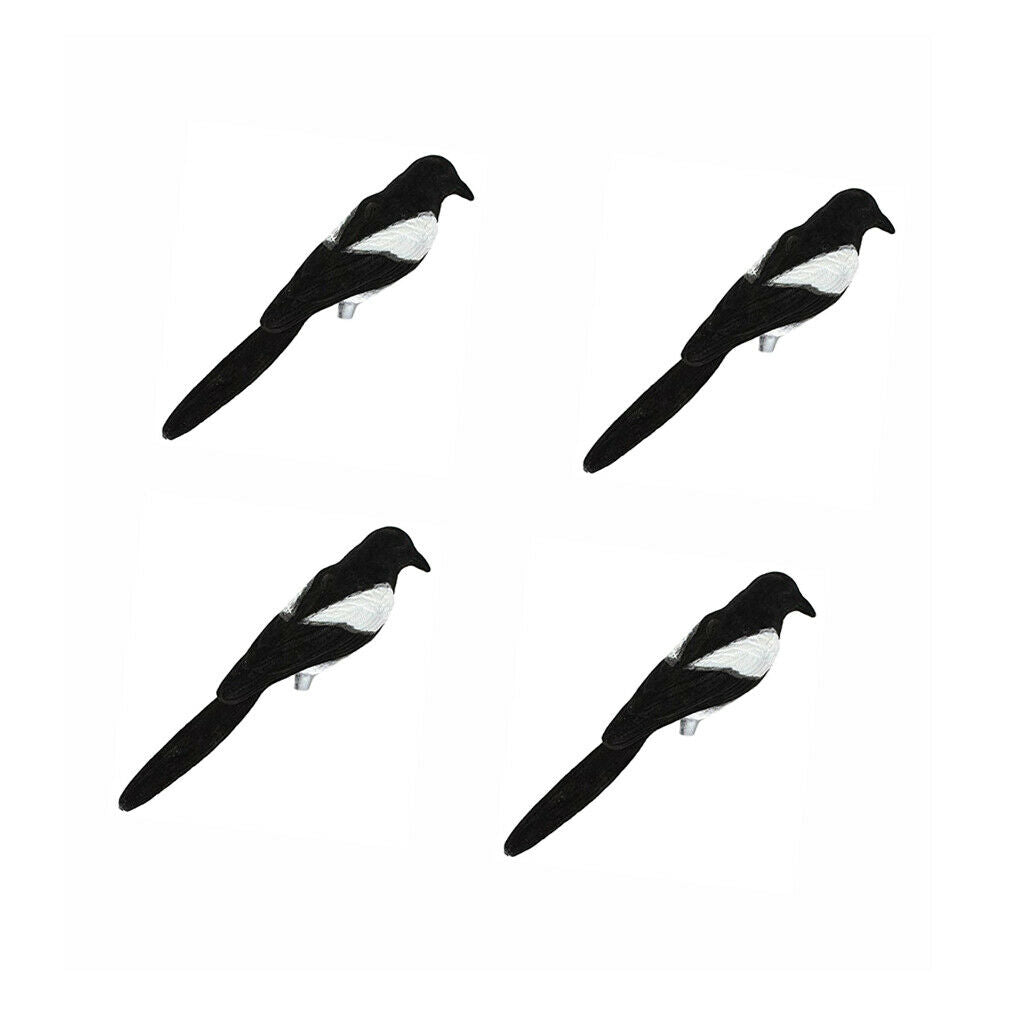 4xMagpie Decoy Realistic Garden Decoration Feathered Birds Hunting Decoys