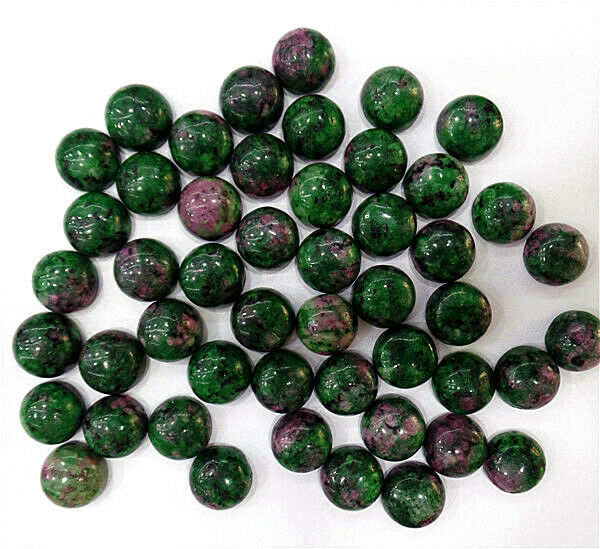 100Pcs 8mm Wholesale Rose&Green Ruby in Fuchsite Round Cab Cabochon HH7048