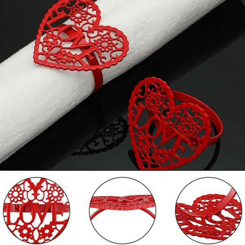 8 Pcs Valentine's Day Napkin s,Red Heart Napkin Holder s for Holiday Party WY1K9