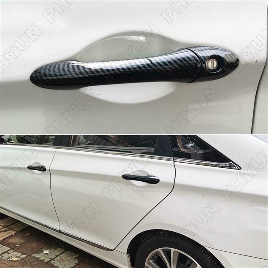 For 2011-2014 Hyundai Sonata Exterior Door Handle Covers Trims Carbon Fiber Look