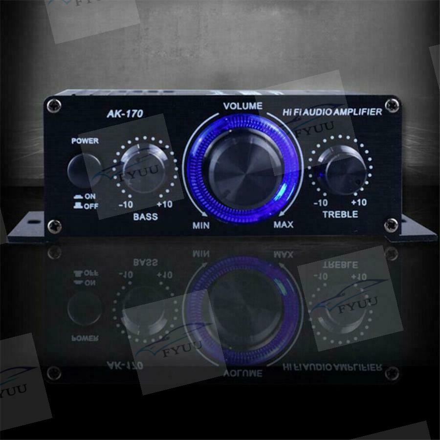 400W DC12V Dual Channel Mini HIFI AUX Power Amplifier with blue LED light