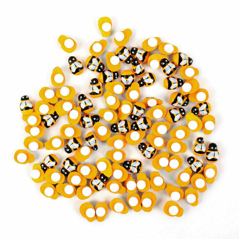 Wholesale 100Pcs Home Decor Mini Bee Wooden Sponge Self-Adhesive Wall Stickers