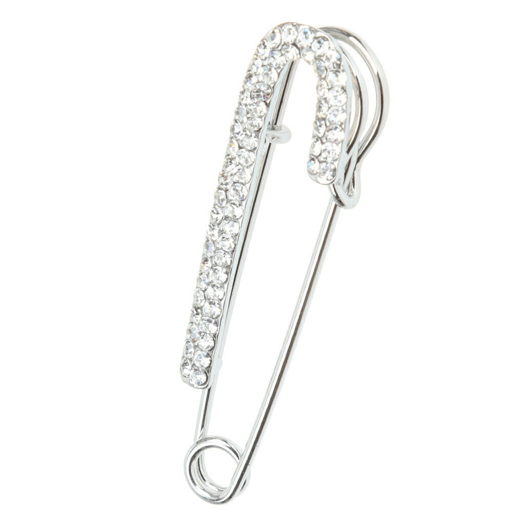 Female Shawl Clip Shiny Full Crystal Brooch Clip Safety Pin Brooch Jewelry