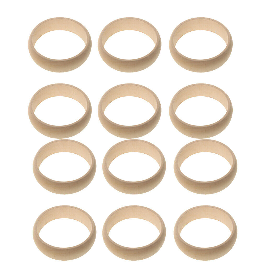 12 PCS Wood Rings Circles Unfinished Wood for Craft, with Vary Shapes Design,