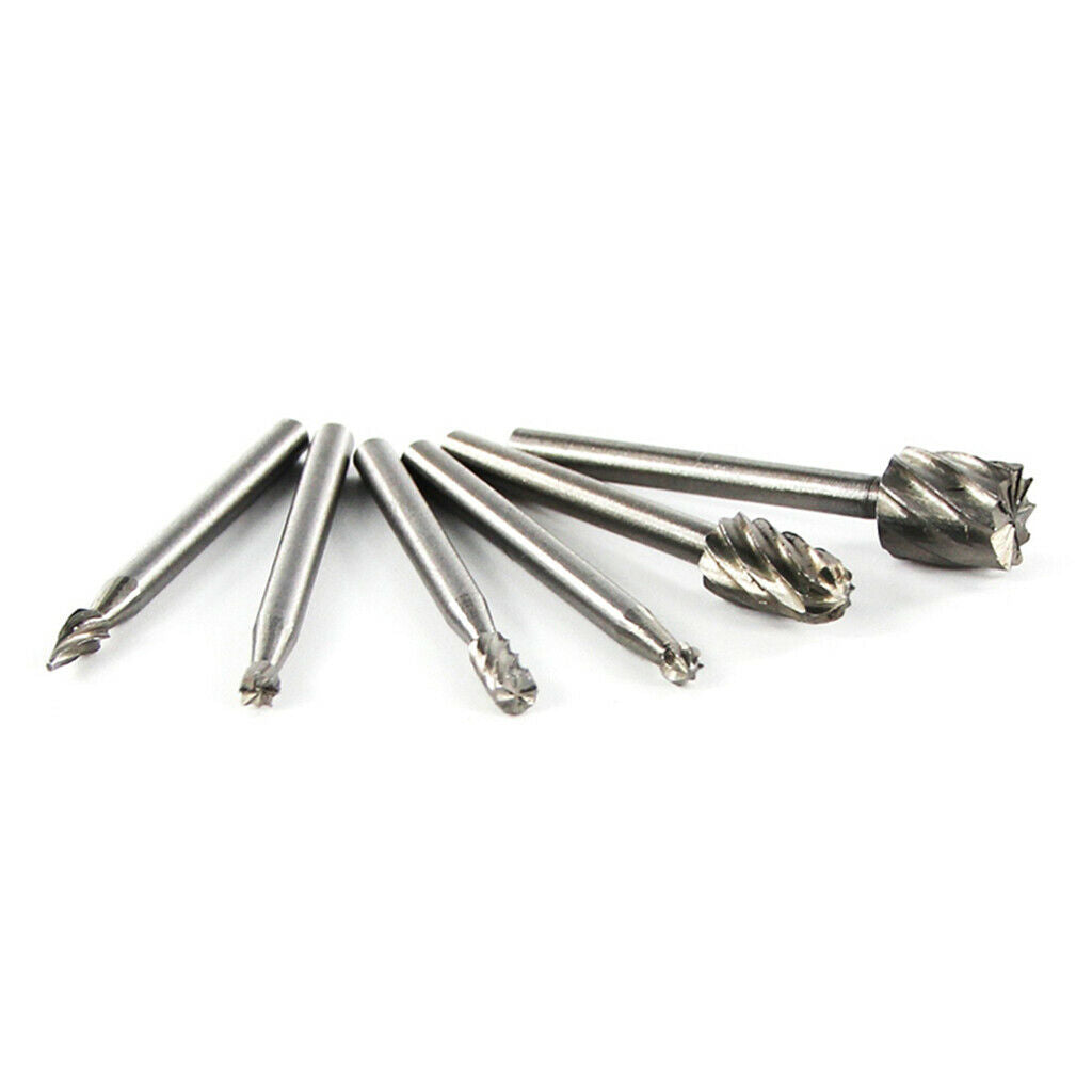 6pc Hss Rotary File Rasp 1/8" 3mm Engraving Bit Burr Wood Metal Grinding