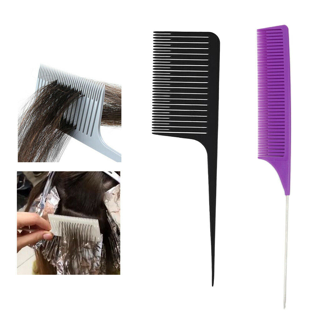 2x New Pro Fine&Wide Weave Highlight Foiling Hair Combs Salon Hair Coloring