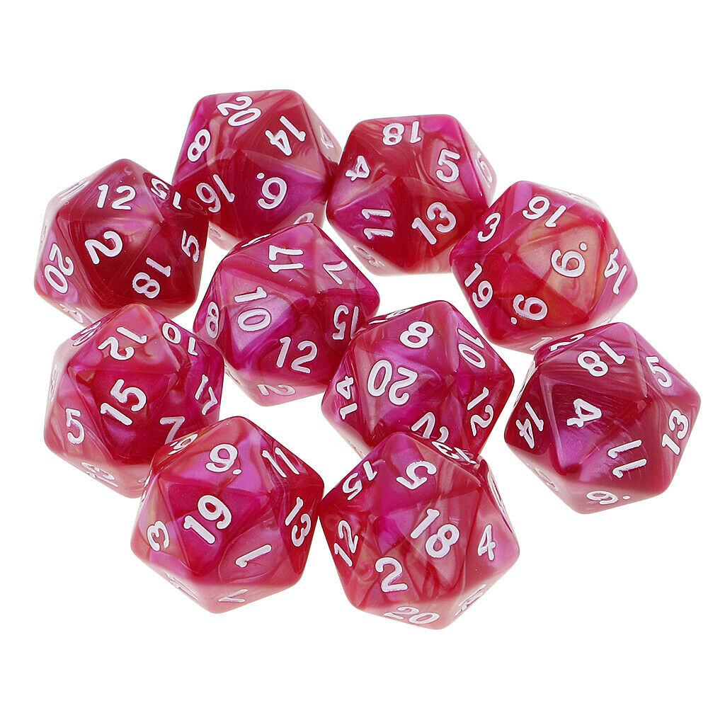 10x Opaque 20 Sided Dice D20 Multi Side Dices for Board Game Toys Purple Red