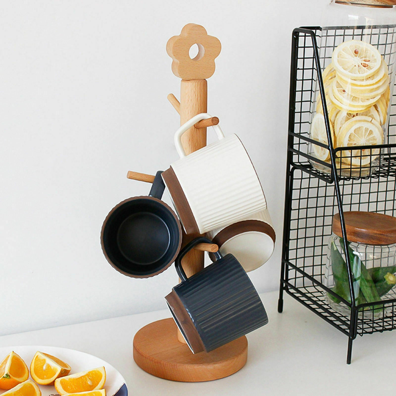 Wood Tree Cup Rack Stand Cup Holder Detachable Rack Coffee Tea Cup Storage