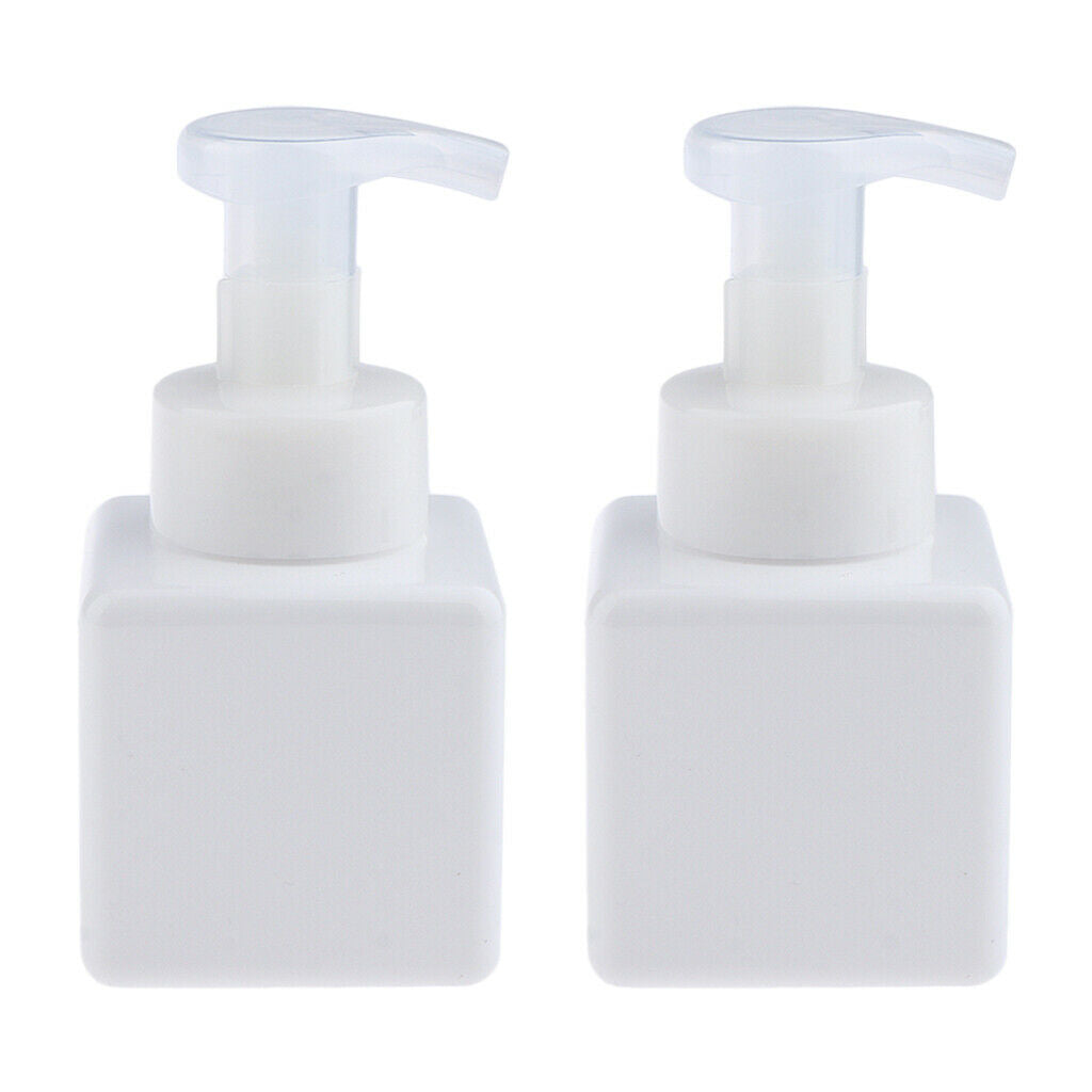 Pack of 2 Plastic Liquid Soap Pump Bottles Refillable Bubble Dispenser White