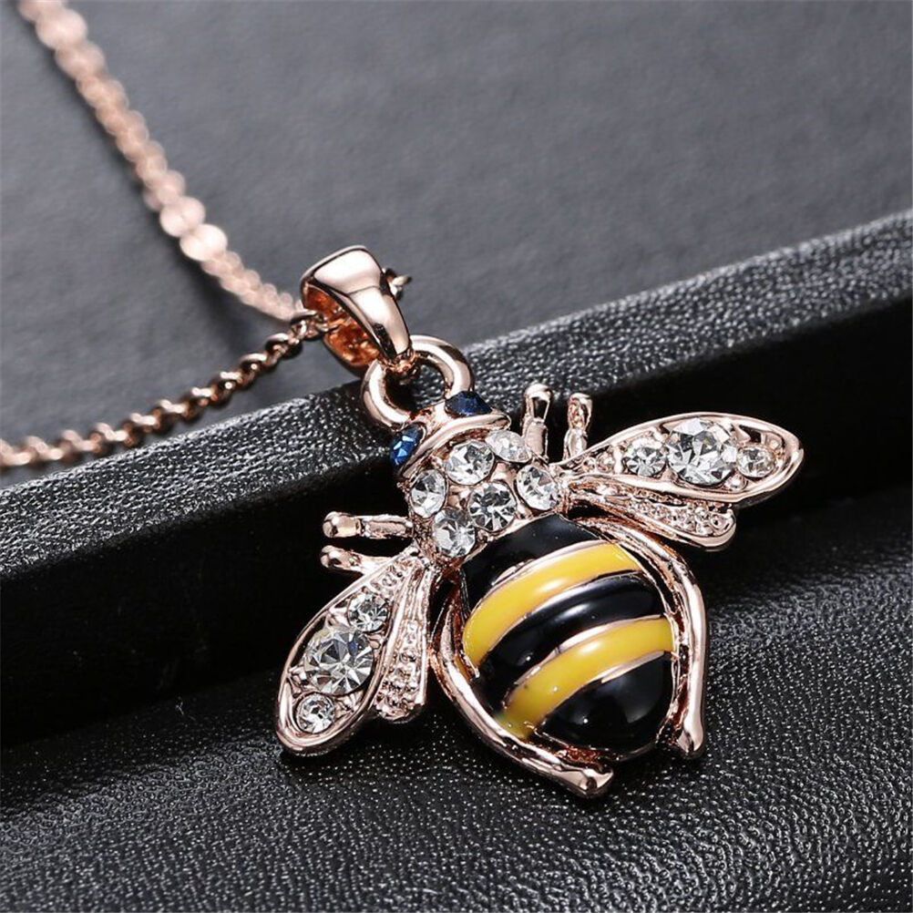 New hic Cute Women Ladies Honey Bumblebee Bee Crystal Pendant Chain Neckl.l8