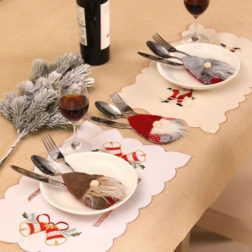 Christmas Santa Faceless Cutter Forks Cutlery Cover Holders Bag Dinner Decor
