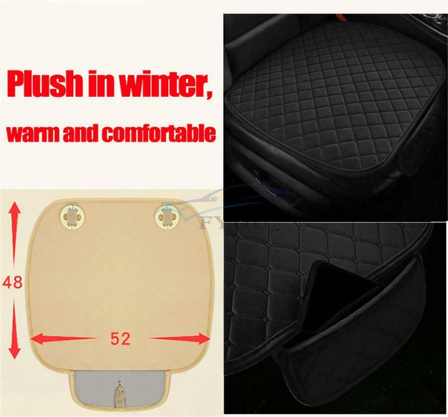 1x Winter Warm Short Plush Car Front Seat Cover Protective Cover Black Universal
