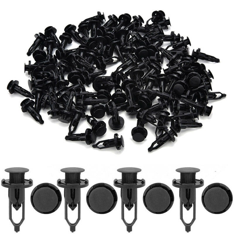 100x 9mm Car Door Trim Fender Clips Black Plastic Rivets Fastener for BDD