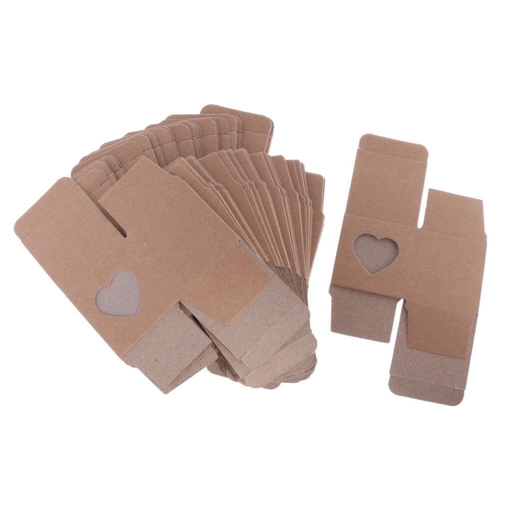 50 Pieces Kraft Shabby Rustic DIY Boxes Chocolate Candy Gift Boxes with Heart