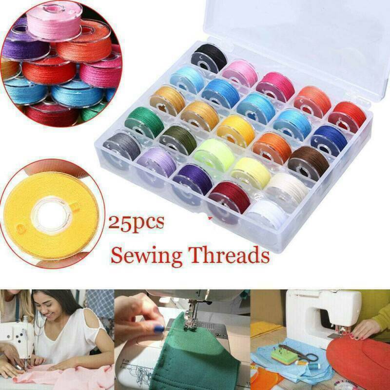 25X Sewing Machine Bobbins Thread Spools With Cotton Threads for Sewing Machine