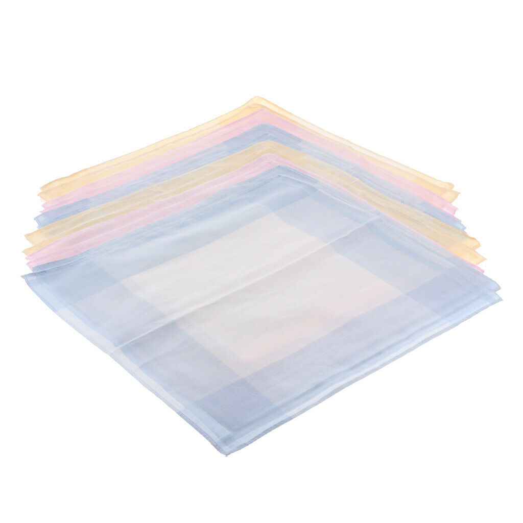 Pack of 12 Assorted Cotton Handkerchief Plaid Print Pocket Square Soft Hanky