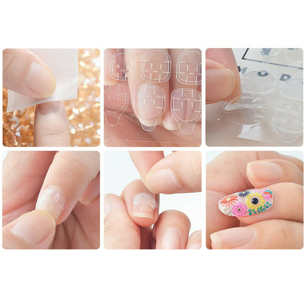 240 Pack Waterproof False Nails Tapes Breathable Nail Art Stickers Glue