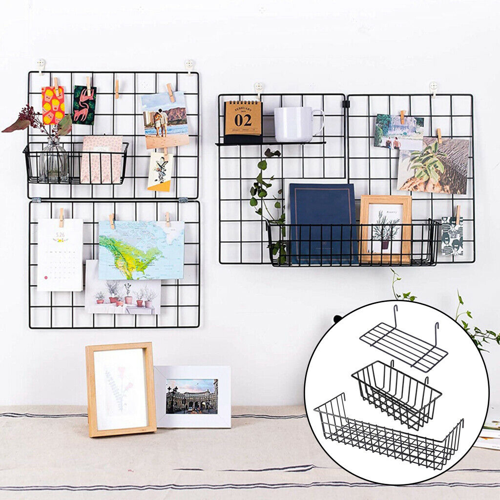 3x Hanging Iron Basket Batroom Bedroom Farmhouse Magazine Organizer Rack