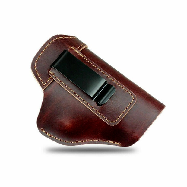 Universal Brown Leather IWB Right Hand Pistol Holster Fit Glock 17 19 26 43 S&W