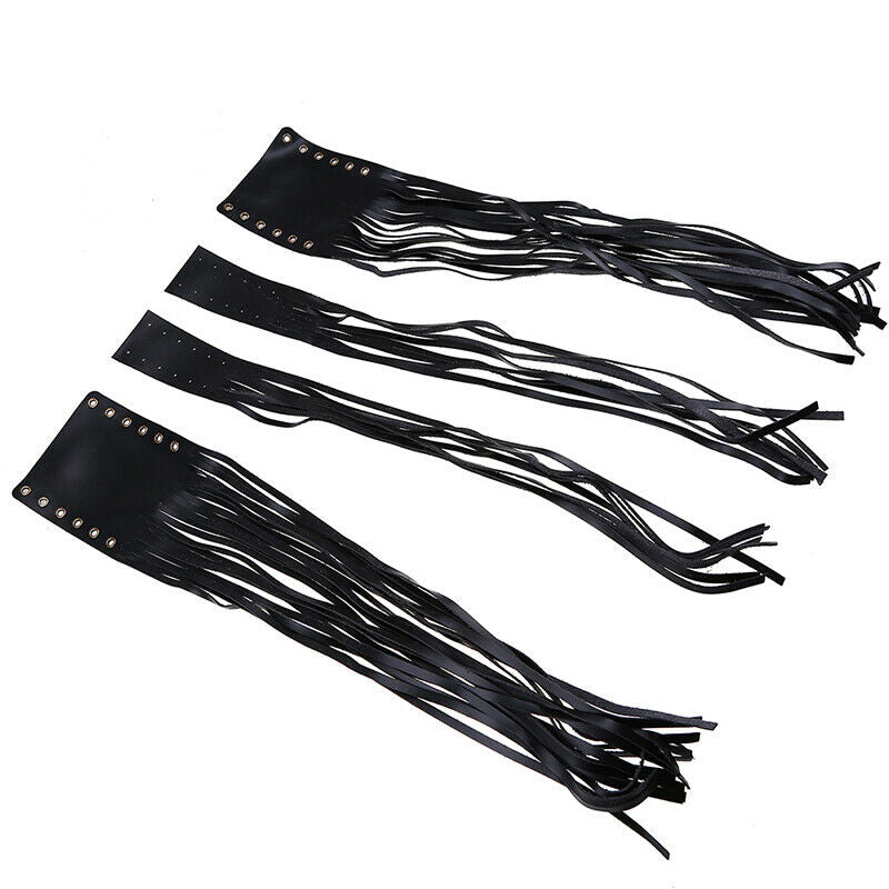 Set 7/8inch Hand Grips Fringe Tassel Cover 22mm Leather Universal Fit Motorcycle