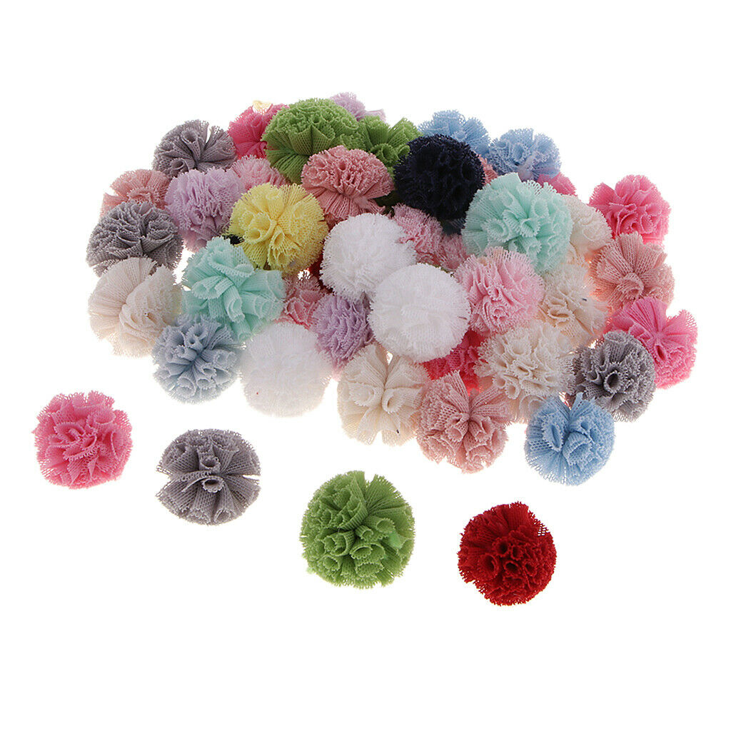 Packs of 50 Multi Color Tulle Pom Poms for Classroom Kindergarten Handmade