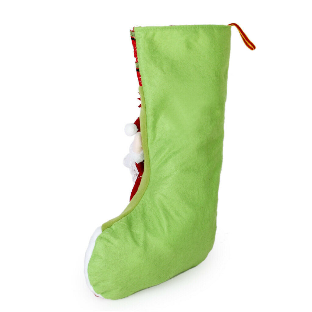 Xmas Holiday Stocking Santa Claus Gift Bag Hanging Sock Indoor