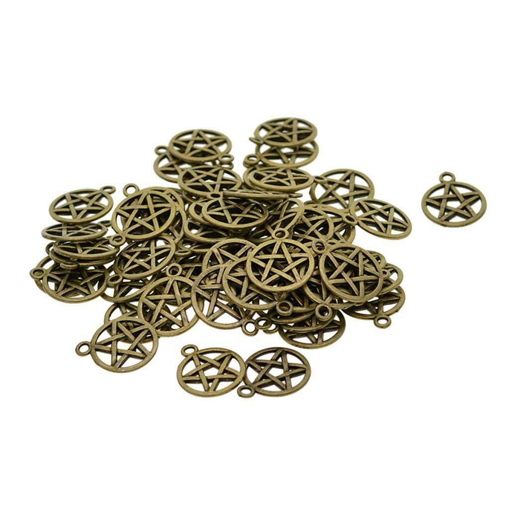 50 pieces round star charms pendants jewelry pendants beads DIY