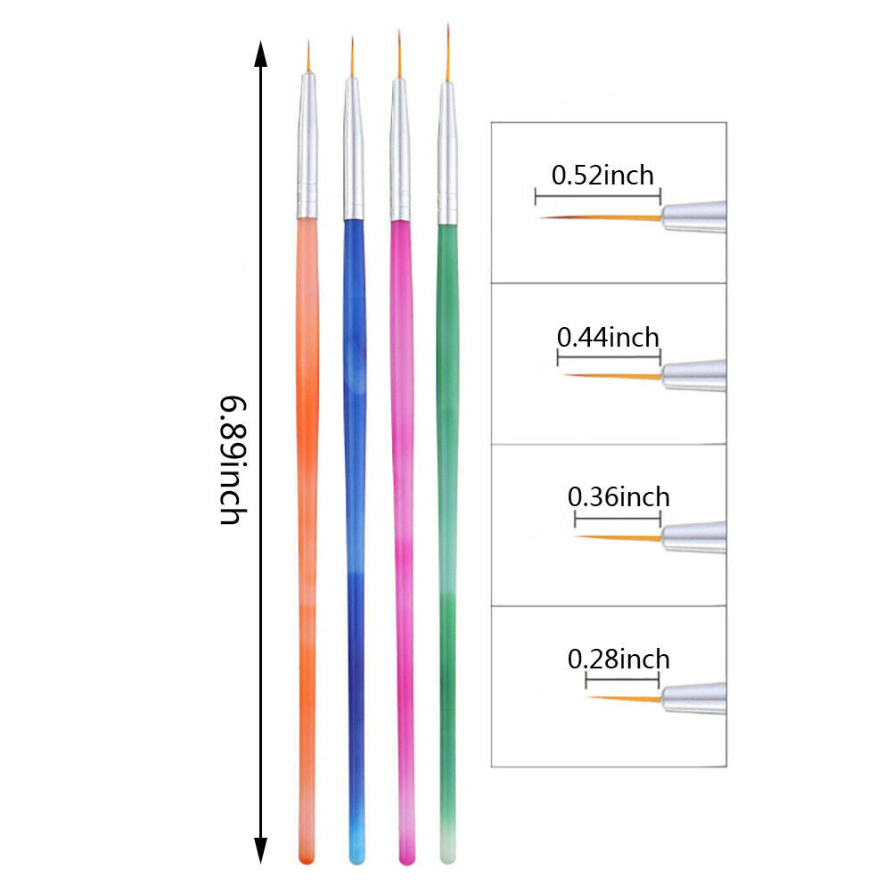 4x/Set Nail Art Liner Mixed Color Stripes Liner Drawing Brush Grid Painting DD