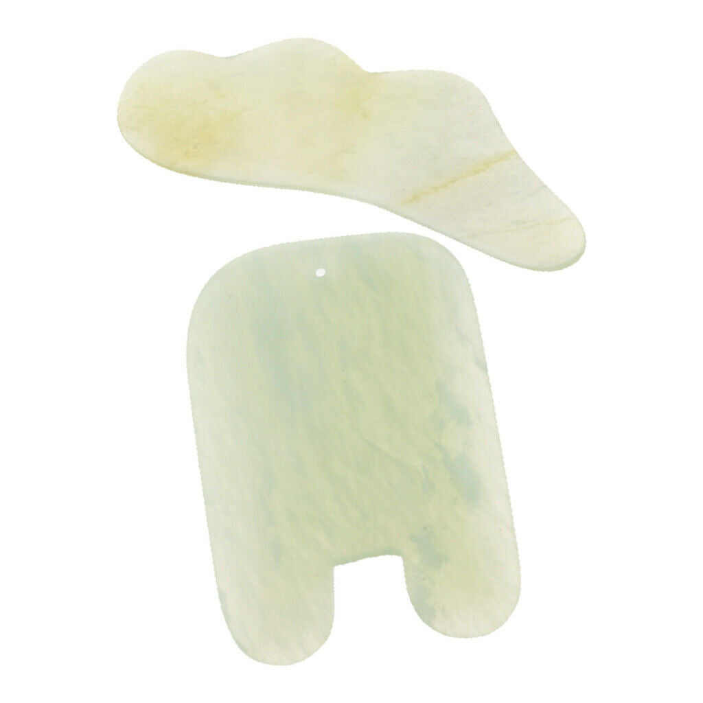 2X Natural Hsiuyen Jade GuaSha Scraping Massage Board Tools SPA Acupuncture