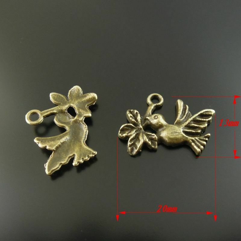 20 pcs Antiqued Bronze Color Bird Charm Alloy Pendant Jewelry Findings 20x13mm