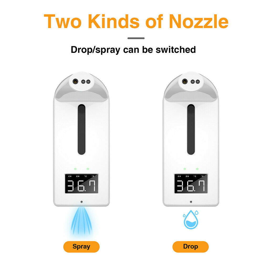 Wall-Mounted Infrared Thermometer + 1000ml Automatic Liquid Soap Dispenser
