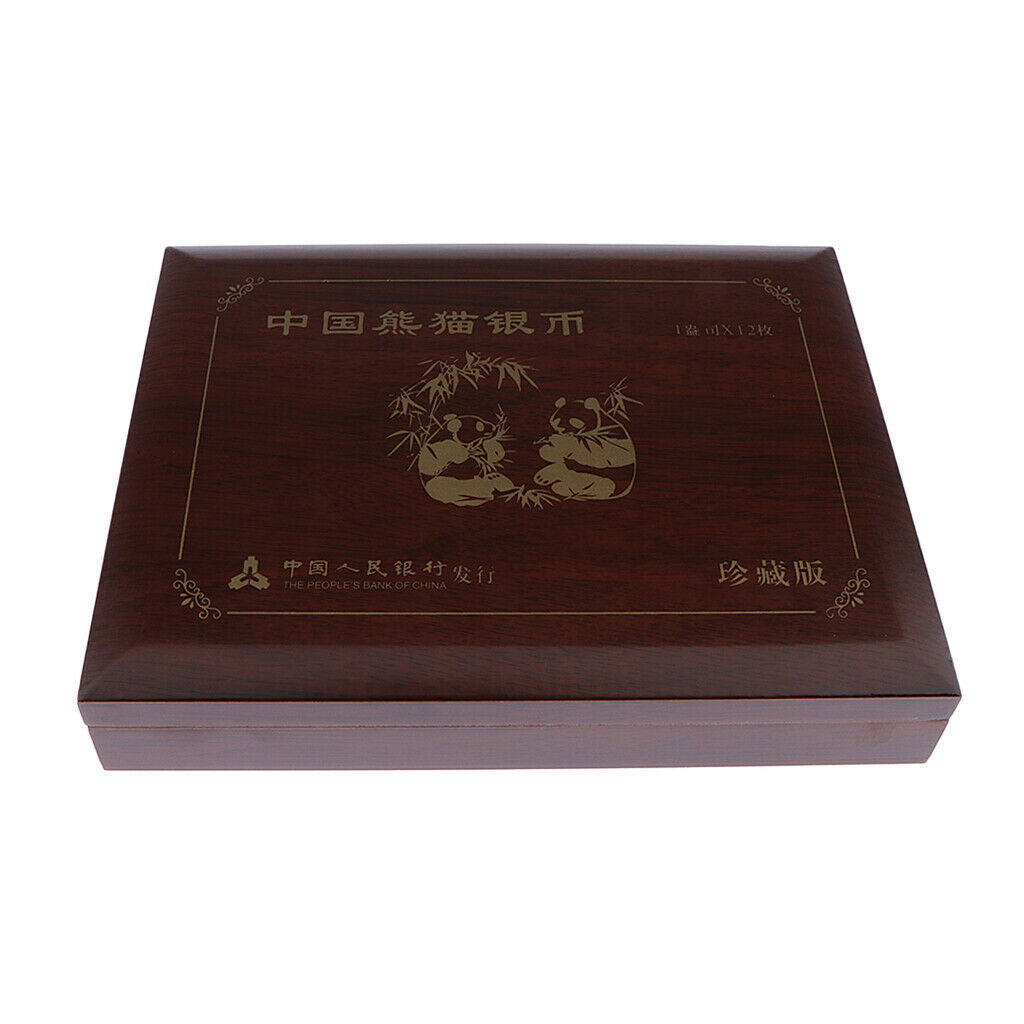 Classic Panda Wooden Military Challenge Coin Box Storage, Coins Medal Display