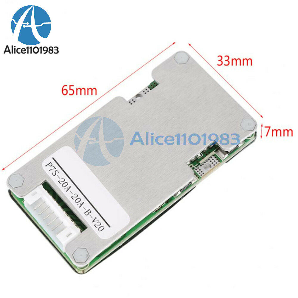 7S Li-ion lithium LiFePO4 Battery Protection BMS Board with Balance 24V 20A