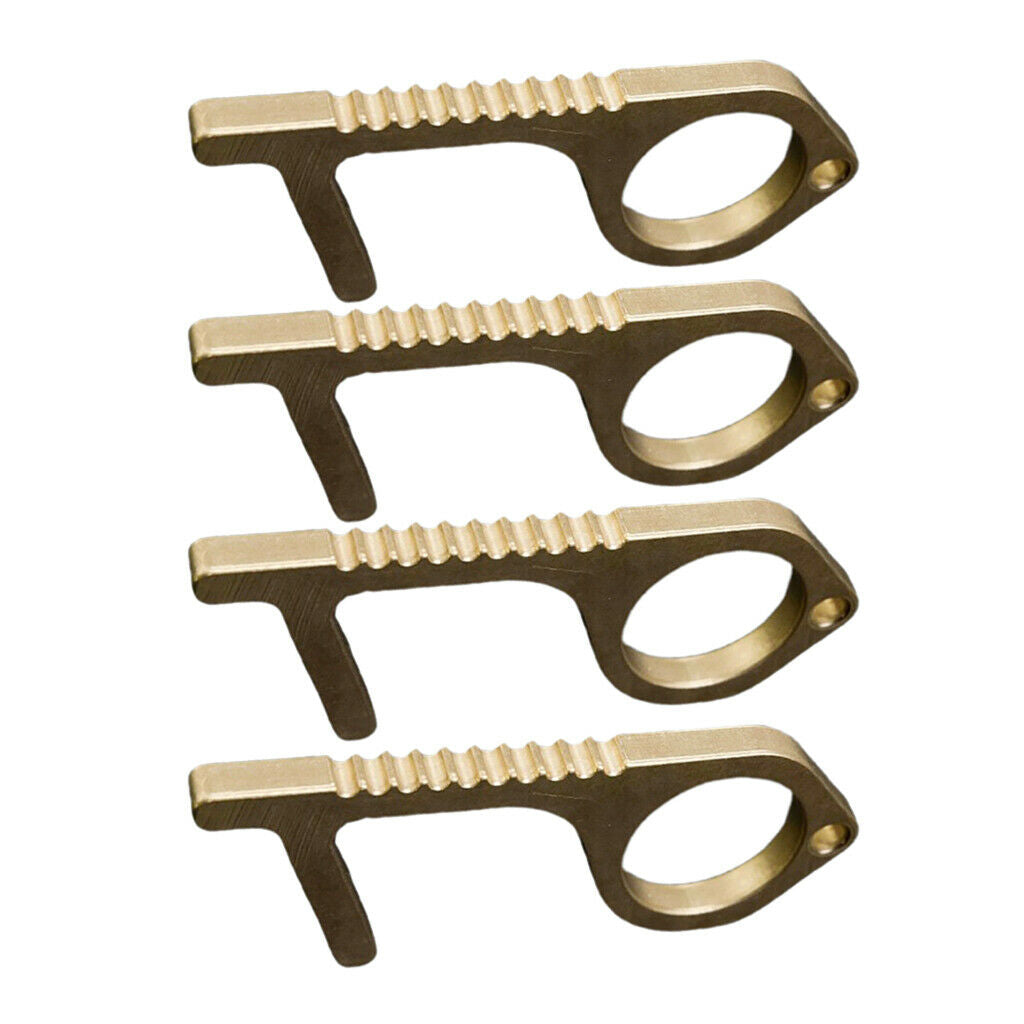 4Pcs Touch Free Safety Hygiene Brass Door Opener Elevator Handle Key Outdoor