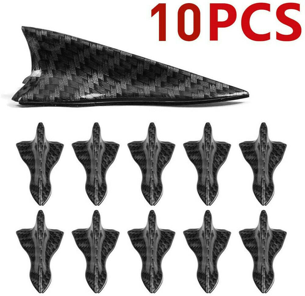 10Pcs/Set Carbon Fiber Shark Fin Diffuser Generator Car Wing Roof Spoiler Bumper