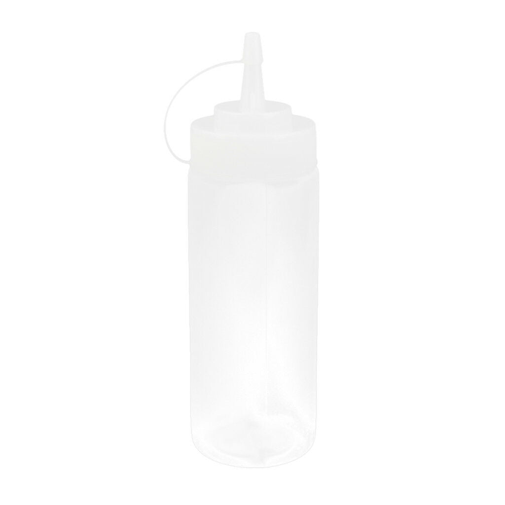 12oz Clear Plastic Squeeze Bottle Condiment Ketchup Mustard Dispenser w/ Cap