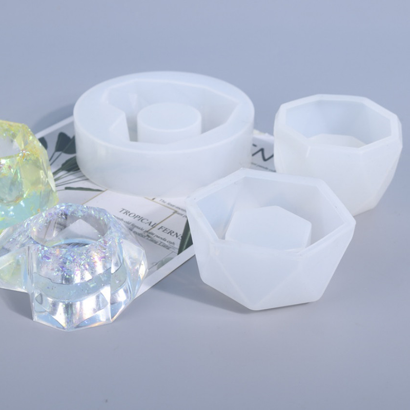 3pcs Geometric Diamond Shaped Surface Succulent Plant Flower Pot Silicone M JY