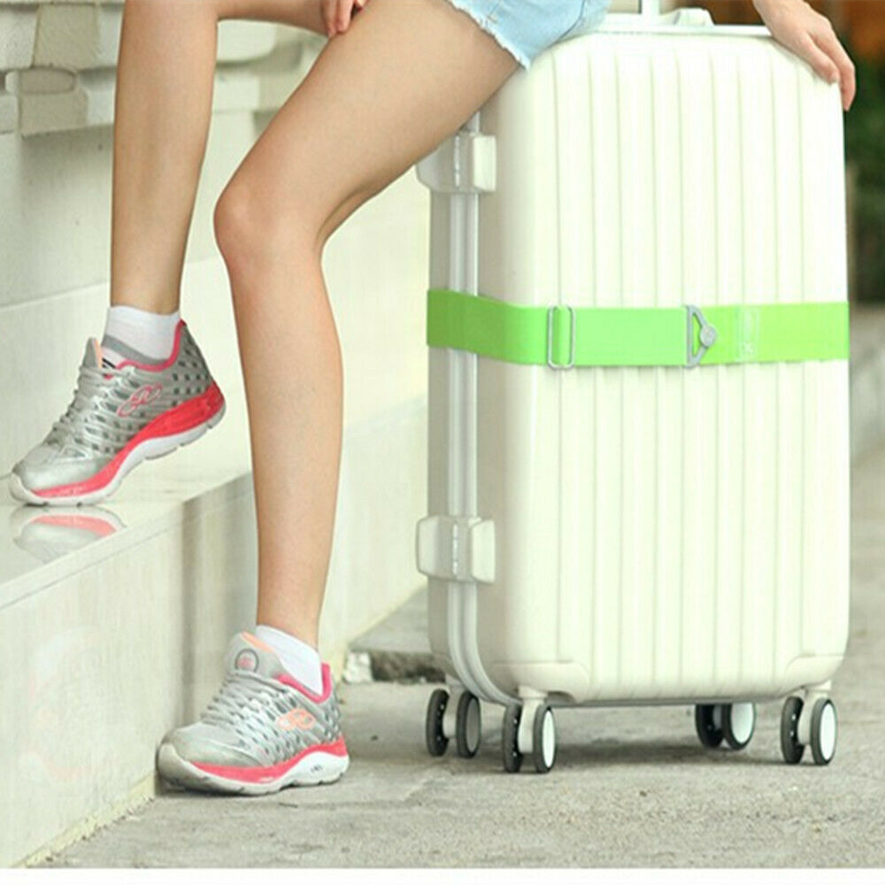 Adjustable Travel Luggage Thick Belt Packing Cross Strap Baggage Tie Yellow