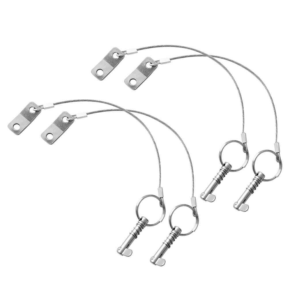 4 Pieces Stainless Steel Quick Release Pin Cord for Boat Top Deck Hinge