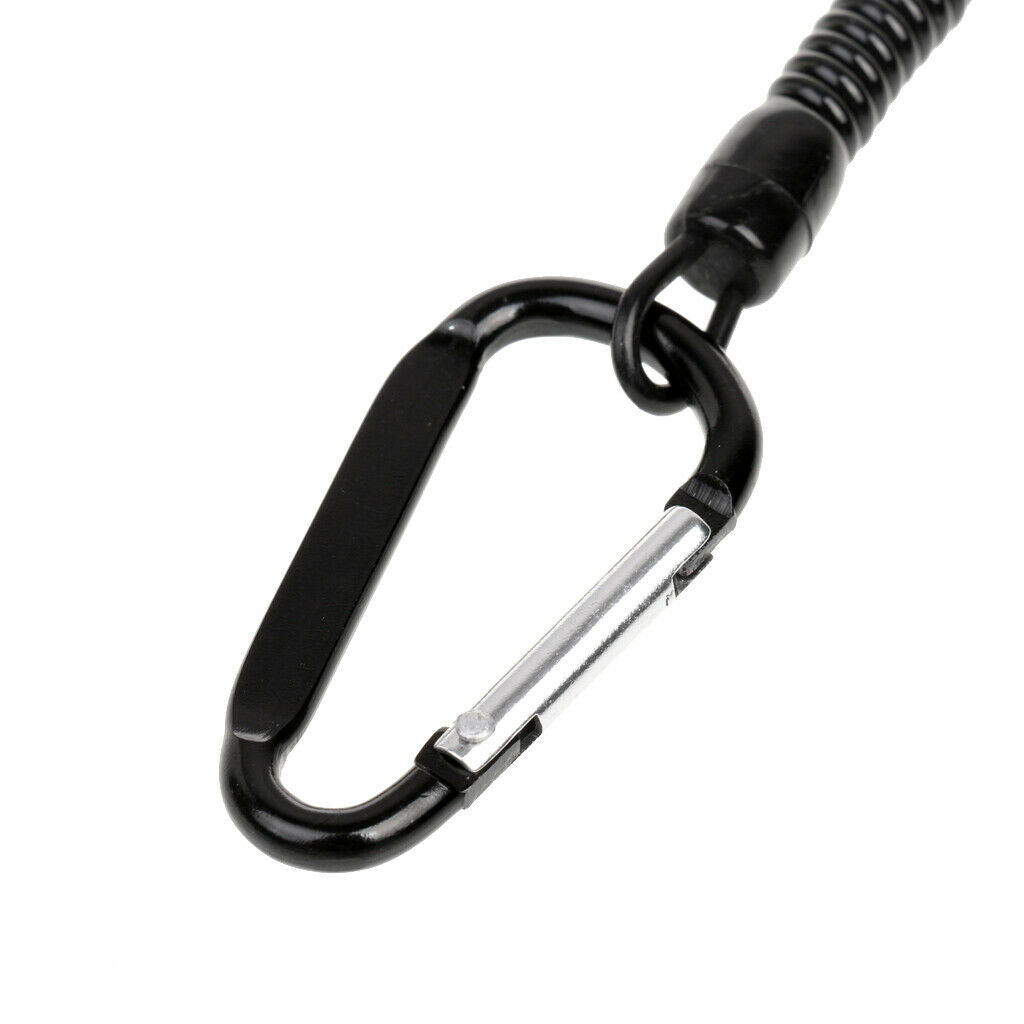 Fishing Lanyard Safety Rope Stretchy Coil Cord Pliers Tether with Carabiner