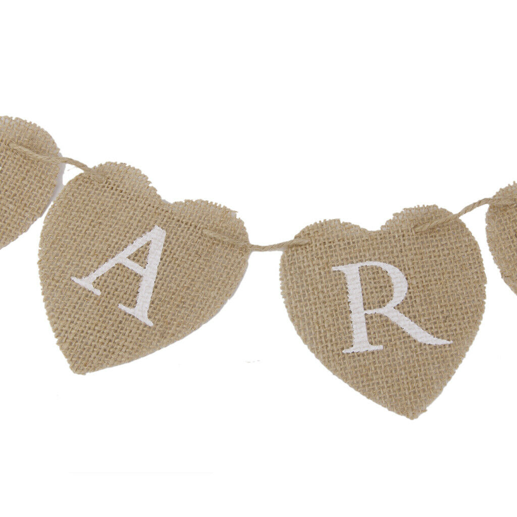 5 Pcs Cards Hessian Bunting Banner Heart Rustic Wedding Decor