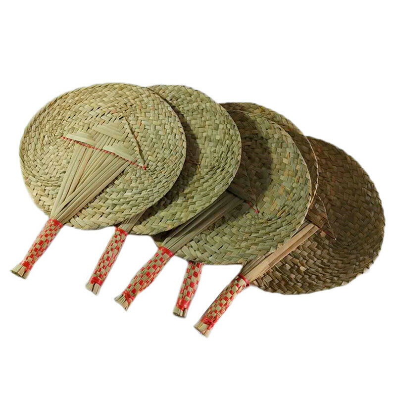Chinese Style Handmade Straw Fan Hand-woven Palm Woven Fan Hand F VPC Ad
